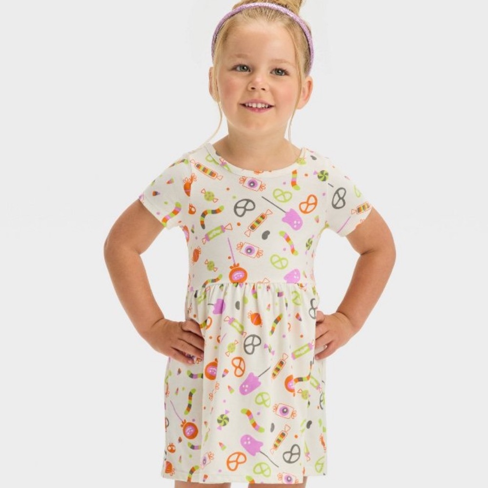 Cat & Jack Girls short sleeve candy print dress